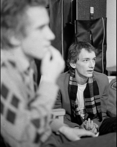 Levene with John Lydon at the offices of Virgin Records in 1980.