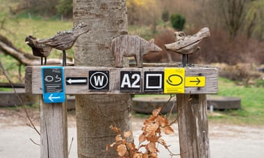 Waymarkings on the Bergischer Panoramasteig trail.