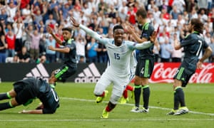 England’s Daniel Sturridge celebrates scoring their second goal.