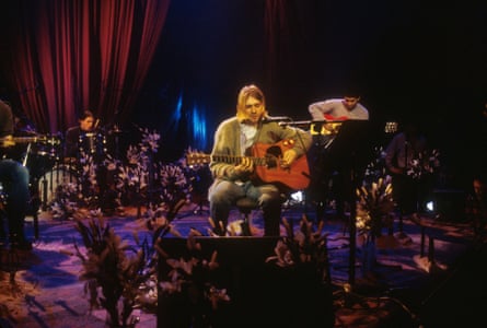 Kurt Cobain and Nirvana during the taping of MTV Unplugged at Sony Studios in New York City, 11/18/93.