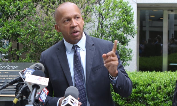 Speaking up: Equal Justice Initiative lawyer Bryan Stevenson speaks to the media after the release of Anthony Ray Hinton. He worked on Hinton’s case for 16 years.