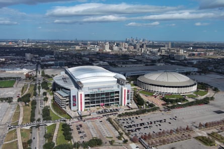 A general overall aerial view of NRG Stadium and the Astrodome in Houston.
