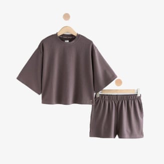Next chocolate brown textured short set pyjamas