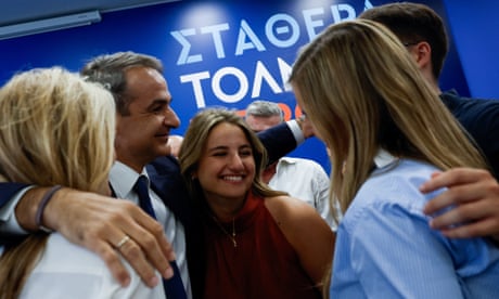 Kyriakos Mitsotakis with wife and children