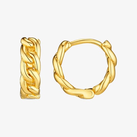 Orelia Mini Chain Huggie Hoop Earrings in Gold