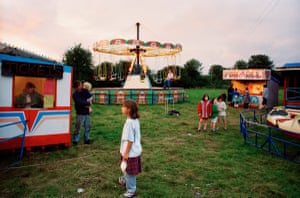 The Passing Show, 1996. I photographed this small scale travelling fair over a period of years. A perfect time of the day for the light, sun just gone down but dark enough to show up the fairground lights. More people would arrive later in the evening, maybe dozens. (The title is a nod to Ronnie Lane’s touring musical circus)