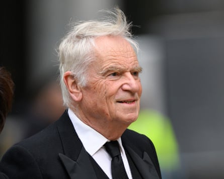 Jeffrey Archer arrives for the funeral of Katharine, Duchess of Kent at Westminster Cathedral, London in 2025