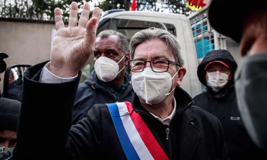 Jean-Luc Mélenchon at a protest in Paris.