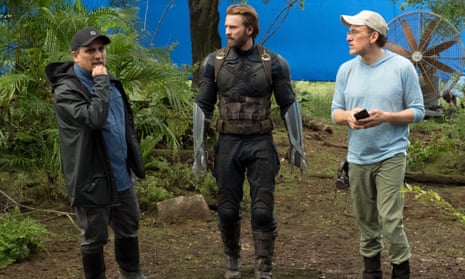 ‘We are always happy to talk about Marvel’: Joe Russo, Chris Evans and Anthony Russo filming Avengers: Infinity War, 2018.