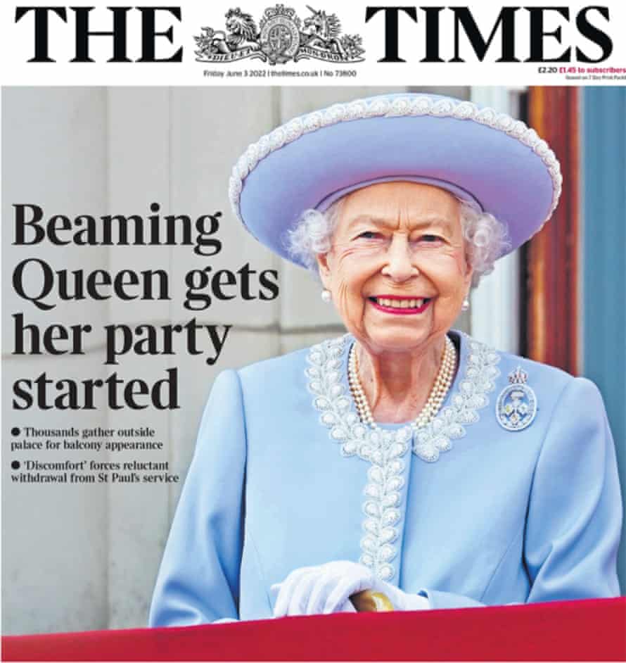 Front page of the Times June 3, 2022