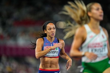 Katarina Johnson-Thompson after her heptathlon 200m heat.