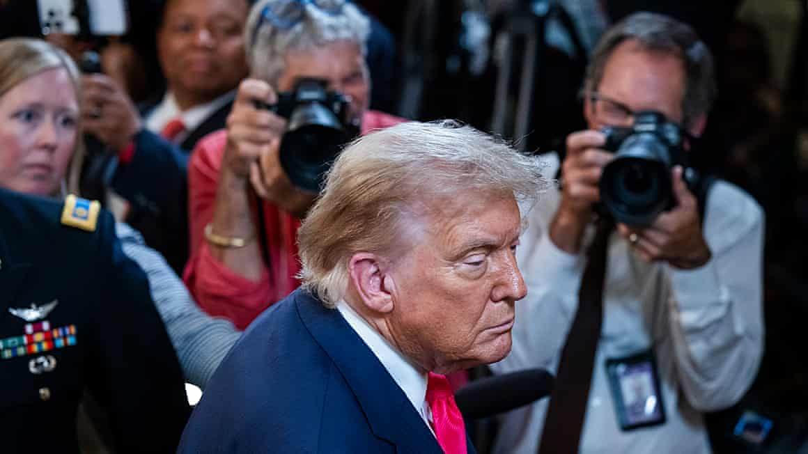 Trump speaks at the White House on Thursday.