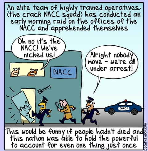Cartoon by First Dog on the Moon titled Nacc Investigates Nacc, panel 2