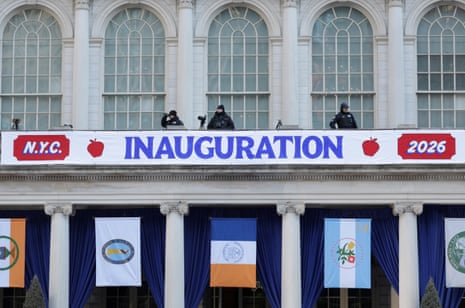 Security personnel on a balcony on the day of the inauguration ceremony.