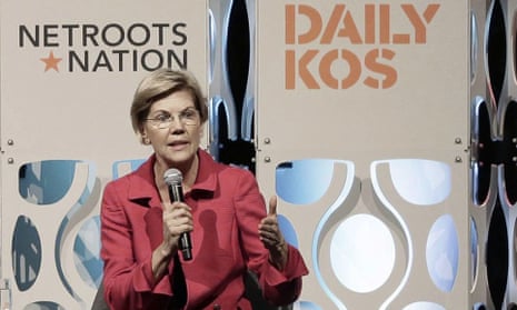 Democratic presidential candidate Elizabeth Warren speaks at Netroots.