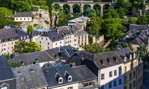 The railway line from Luxembourg City passing through the Grund district.