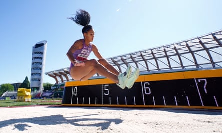 Katarina Johnson-Thompson aux championnats du monde en Oregon en juillet 2022