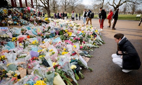Tributes for Sarah Everard on Clapham Common, south-west London, in March this year