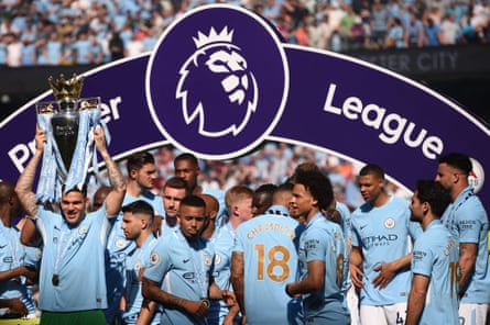 Manchester City with the Premier League trophy in 2018