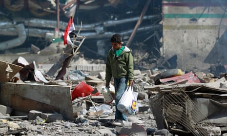 Boy in Sana'a bomb site