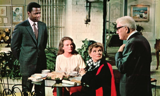 Poitier with Katharine Houghton, Katharine Hepburn and Spencer Tracy in Guess Who's Coming to Dinner.