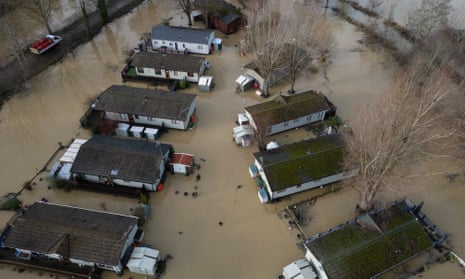aerial view of waterlogged houses