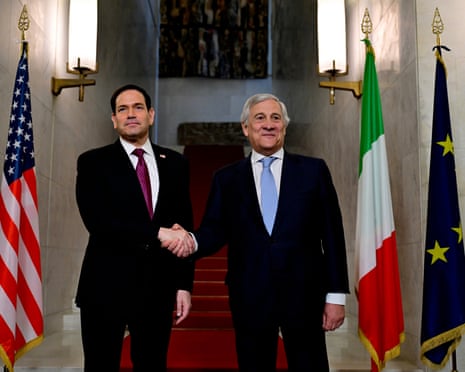 US secretary of state Marco Rubio meets Italian foreign minister Antonio Tajani during his two-day visit to Italy and the Vatican, in Rome.