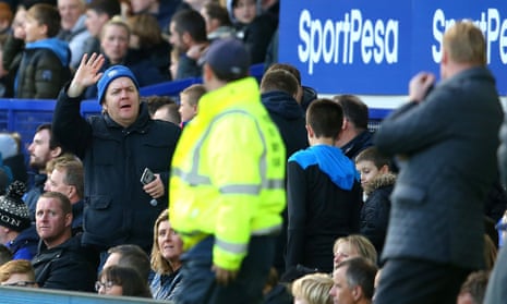 Everton fans waves goodbye to manager Ronald Koeman.