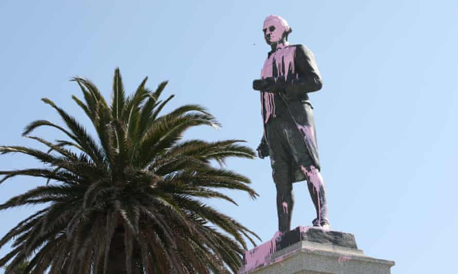 How to kill a god: the myth of Captain Cook shows how the heroes of empire will fall | British empire 4 A defaced statue of Captain Cook in Melbourne, Australia, January 2018