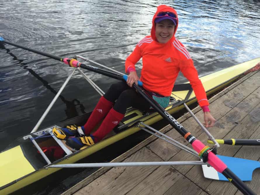 Emily Caffee in a rowing boat.