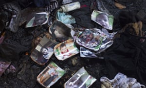 Photographs at the house in Duma in the West Bank in which 18-month-old Ali Saad-Dawabsheh died with his mother and father in an arson attack in July. 