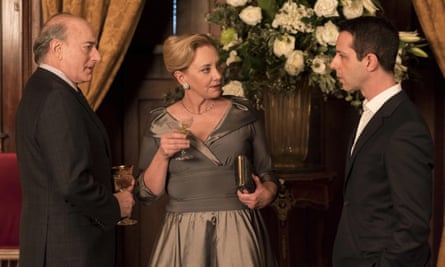 Friedman with J Smith-Cameron (Geri Kellman) and Jeremy Strong (Kendall Roy) in the first series of Succession.