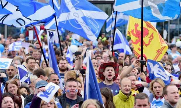 Pro independence supporters marching through Glasgow in 2014.
