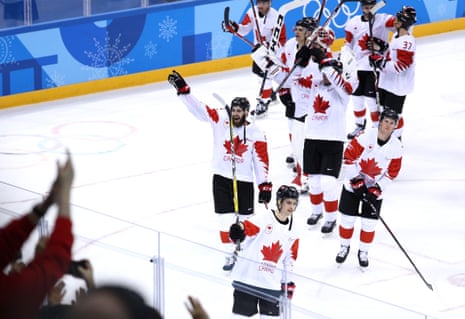 Bronze medal winners Canada celebrate with their fans.