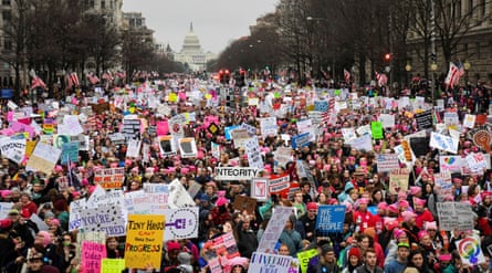 Hundreds of thousands march down Pennsylvania Avenue during the Women’s March in Washington in 2017.
