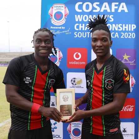 Tabitha Chawinga (left) and sister Temwa at the 2020 Cosafa Women’s Championship, Cape Town, South Afica