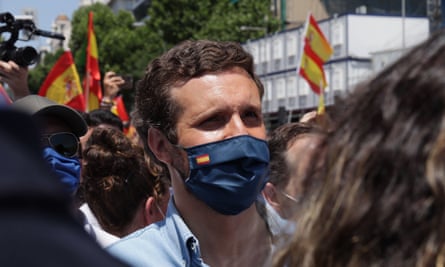 Pablo Casado at the demonstration in the Plaza de Colon in Madrid, Spain, 13 June.