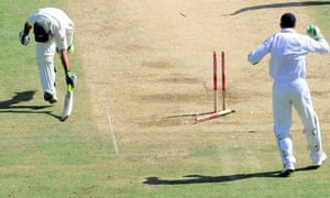 Australia’s Ricky Ponting is short of the crease and run out by Andrew Flintoff.
