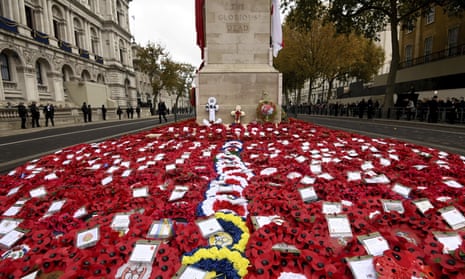 Poppy wreaths placed during the Remembrance Sunday service at the Cenotaph in London last year