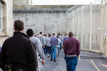 The exercise yard at HM prison and youth offender institution in Portland, Dorset.