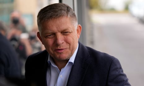 Robert Fico, the leader of the Slovakian Social Democracy (Smer) party, arrives at his party’s headquarters in Bratislava, Slovakia, on Sunday.