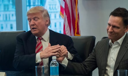 Donald Trump and Peter Thiel at a meeting of tech leaders at Trump Tower on 14 December.