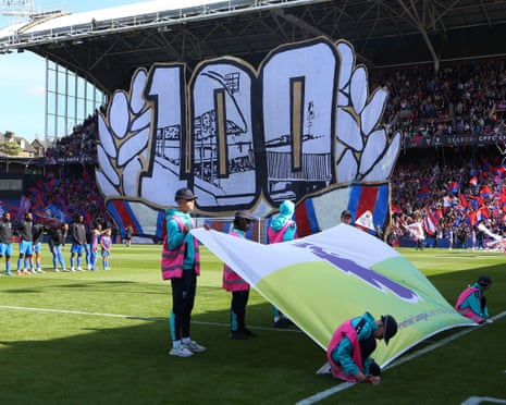 A tifo display celebrating 100 years of Selhurst Park, in September 2024.