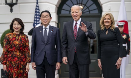 The Bidens greeted Fumio and Yuko Kishida at the White House on Tuesday.