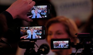 Elizabeth Warren answers questions in Portsmouth, New Hampshire, on Monday.