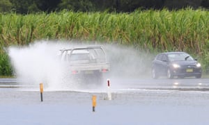 A flooded road at Tumbulgum, NSW.
