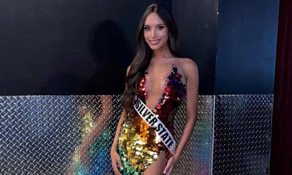 Kataluna Enriquez wins Miss Nevada USA in the rainbow gown she designed.