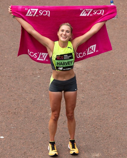 Rose Harvey after finishing the 2022 London Marathon.