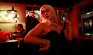 Beijing, ChinaDrag queen Charlie Van de Ho strikes a pose before performing at the Destination nightclub