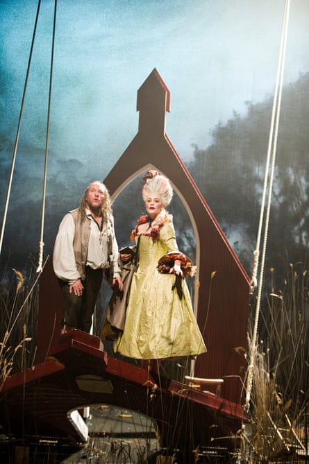 Andrew Shore (Jakob Lenz) and Suzy Cooper (Friederike Brion) in Jakob Lenz by Wolfgang Rihm, produced by English National Opera, at the Hampstead theatre, London, in 2012.